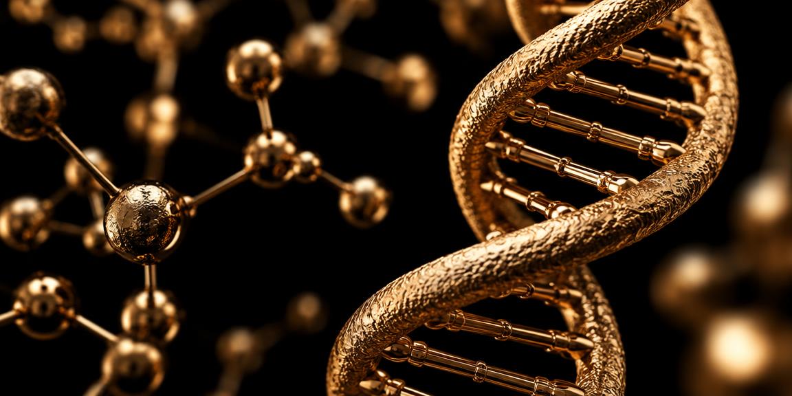 Glowing golden DNA double helix